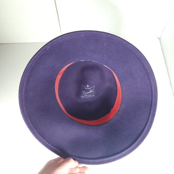 Adolfo II Women's Vtg Esccello Purple 100% Wool Felted OS Fedora Hat - Picture 5 of 13